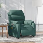 vidaXL Fauteuil de massage inclinable électrique Vert foncé Tissu
