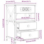 vidaXL Cabinet de chevet avec tiroir 2 Pièces Sonoma gris 40 x 31 x 60 cm