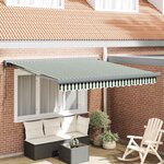 vidaXL Auvent Rétractable Vert et blanc 350 x 250 cm Tissu  Métal