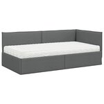 vidaXL Cadre de lit d'angle avec matelas 2 Pièces Gris Velours