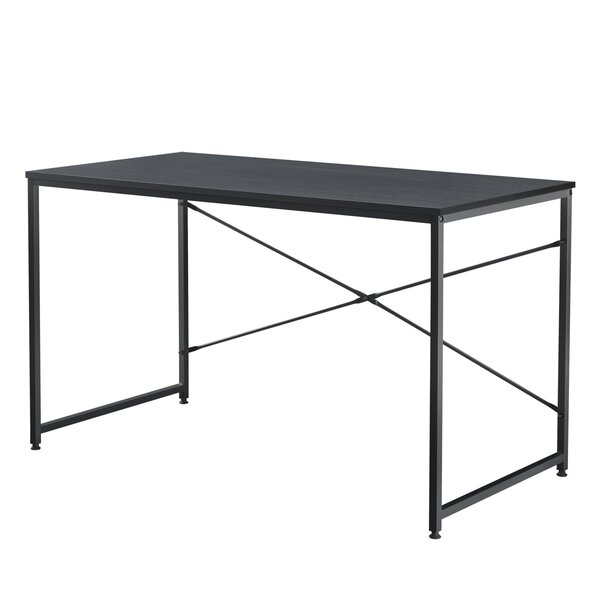 Bureau poste de travail d ordinateur table métal et MDF 120 cm noir 03_0003512