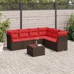 vidaXL Salon de jardin avec coussins 7 Pièces marron résine tressée