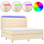 vidaXL Sommier à lattes de lit matelas et LED Crème 180x200 cm Tissu