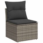 vidaXL Salon de jardin 9 Pièces avec coussins gris résine tressée