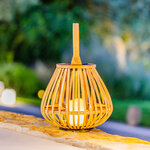 Lanterne solaire décorative havane tall bois clair bambou h47cm