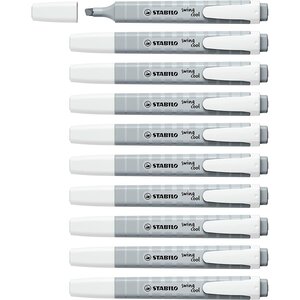 Surligneur swing cool pointe biseau pastel gris soie x 10 stabilo