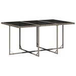 vidaXL Ensemble à manger de jardin et coussins 7 Pièces gris rotin