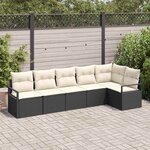 vidaXL Ensemble de canapé de jardin avec coussin 6 Pièces Noir  Crème