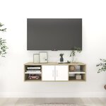 vidaXL Étagère murale Blanc et chêne sonoma 102x30x29 cm Aggloméré