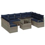 vidaXL Ensemble de canapé de jardin 10 Pièces Gris et bleu marine