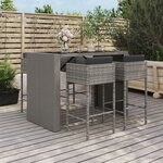 vidaXL Ensemble de bar de jardin 5 Pièces avec coussins gris poly rotin
