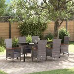 vidaXL Ensemble de salle à manger pour jardin 7 Pièces Gris Poly rotin