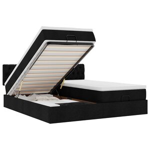 VidaXL Cadre de lit ottoman avec matelas noir 200x200cm tissu