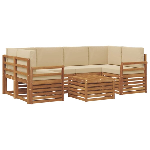 vidaXL Ensemble de canapés d'extérieur 7 pc Naturel et Beige