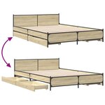 vidaXL Cadre de lit et tiroirs chêne sonoma 135x190 cm bois ingénierie