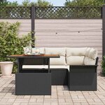 vidaXL Ensemble de canapé de jardin 5 Pièces Noir Poly rotin