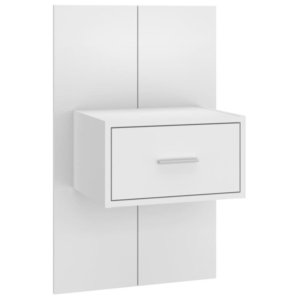vidaXL Table de chevet murale Blanc brillant