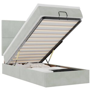 vidaXL Cadre de lit ottoman et matelas gris clair 100x200 cm velours