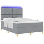 vidaXL Lit à ressort LED avec matelas Gris clair 160 x 200 cm tissu