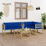 Vidaxl salon de jardin 6 pièces avec coussins bois de pin imprégné