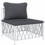 vidaXL Salon de jardin avec coussins 6 Pièces blanc acier