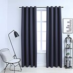 vidaXL Rideaux occultants avec anneaux Métal 2Pièces Anthracite 140x175cm