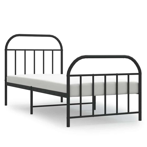 vidaXL Cadre de lit métal sans matelas avec pied de lit noir 80x200 cm