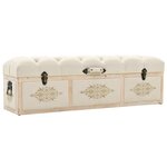 vidaXL Banc de rangement 110 cm Crème Bois de sapin massif et tissu
