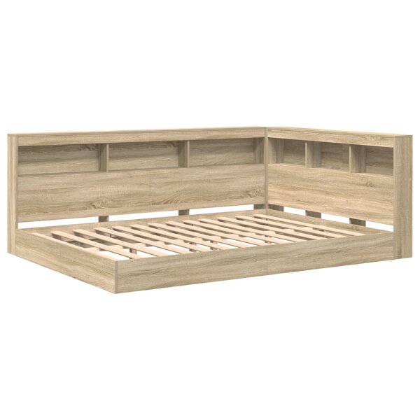 vidaXL Lit Bibliothèque Chêne Sonoma 140x200 cm Bois d'Ingénierie