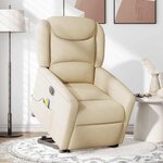 vidaXL Fauteuil inclinable de massage électrique Crème Tissu