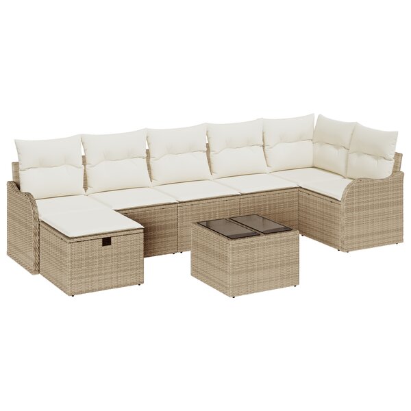 vidaXL Ensemble de canapé de jardin de 8 pièces avec coussins beige en rotin synthétique