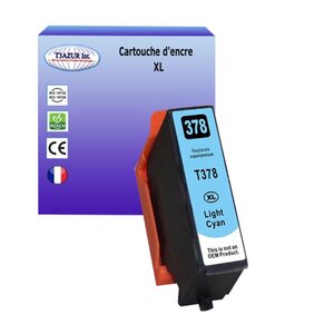 T3AZUR- Cartouche Compatible avec Epson T3785 (378XL) remplace Epson Expression Photo XP-15000 HD XP-8500 XP-8505 XP-8600 XP-8605 - Light Cyan