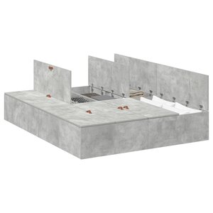 vidaXL Cadre de lit avec rangement Gris béton 150 x 200 cm