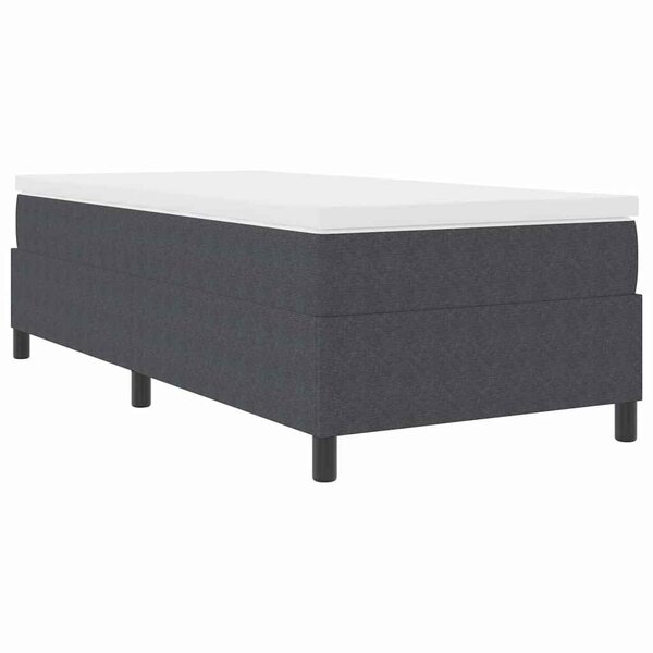 vidaXL Lit à ressorts avec matelas gris foncé - 100 x 200 cm  tissu cordon