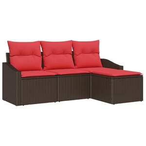 vidaXL Ensemble de Canapés avec coussin 4 Pièces Marron polyrotin