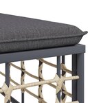 vidaXL Tabouret de jardin avec coussin gris foncé résine tressée