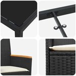 vidaXL Ensemble de salle à manger pour jardin 7 Pièces Noir polyrotin