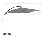 vidaXL Parasol en porte-à-feux avec mât en acier 250x250 cm Anthracite