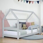Lit cabane enfant TERY 90 x 180 gris clair