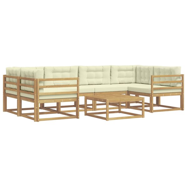 vidaXL Ensemble de canapés d'extérieur 5 pc Blanc et crème