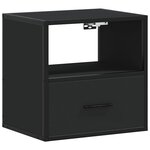vidaXL Table de chevet murale noir 40x31x39 5 cm