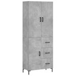 vidaXL Buffet haut Gris béton 69 5x34x180 cm Bois d'ingénierie