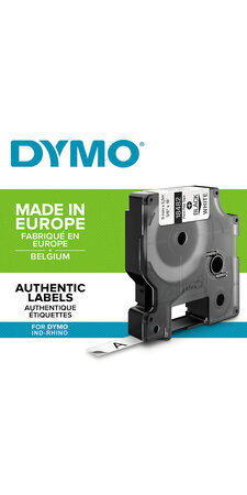 DYMO Rhino - Étiquettes Industrielles Autocollantes en Polyester  9mm x 5.5m  Noir sur Blanc