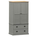 vidaXL Garde-robe VIGO gris 90x55x170 cm bois massif de pin