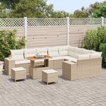 vidaXL Ensemble de canapé de jardin 12 Pièces Beige polyrotin