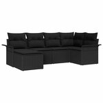 vidaXL Ensemble de canapé de jardin avec coussin 6 Pièces Noir Poly rotin