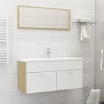 Vidaxl ensemble de meubles de bain blanc et chêne sonoma aggloméré