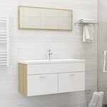 vidaXL Ensemble de meubles de bain Blanc et chêne sonoma Aggloméré