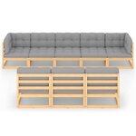 vidaXL Salon de jardin 8 Pièces avec coussins Bois de pin massif