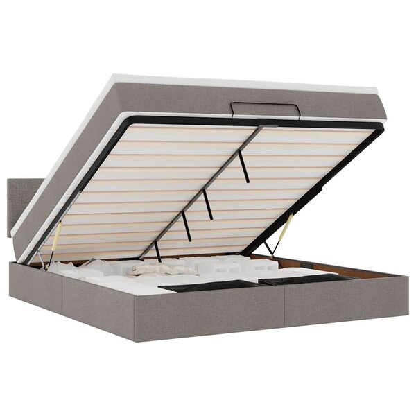 vidaXL Lit ottoman avec matelas et LED Taupe 180x200cm tissu